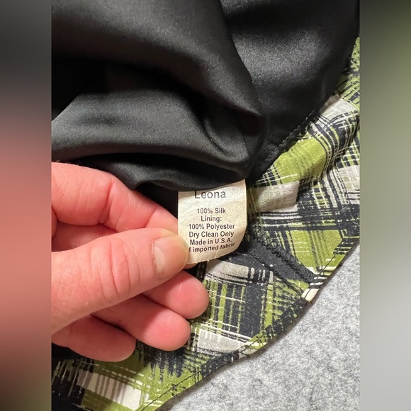 LEONA Green and Black grid print sleeveless halter tank top size S - Picture 12 of 12